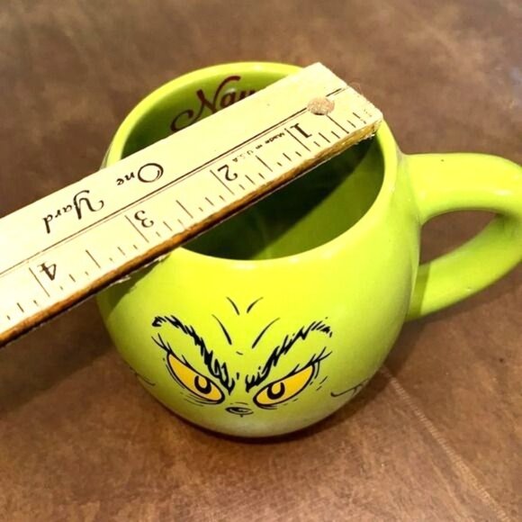 Dr. Seuss Grinch Face Ceramic Coffee Mug Nice Inside - Picture 5 of 5